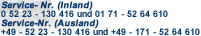 Unsere Service-Nummern